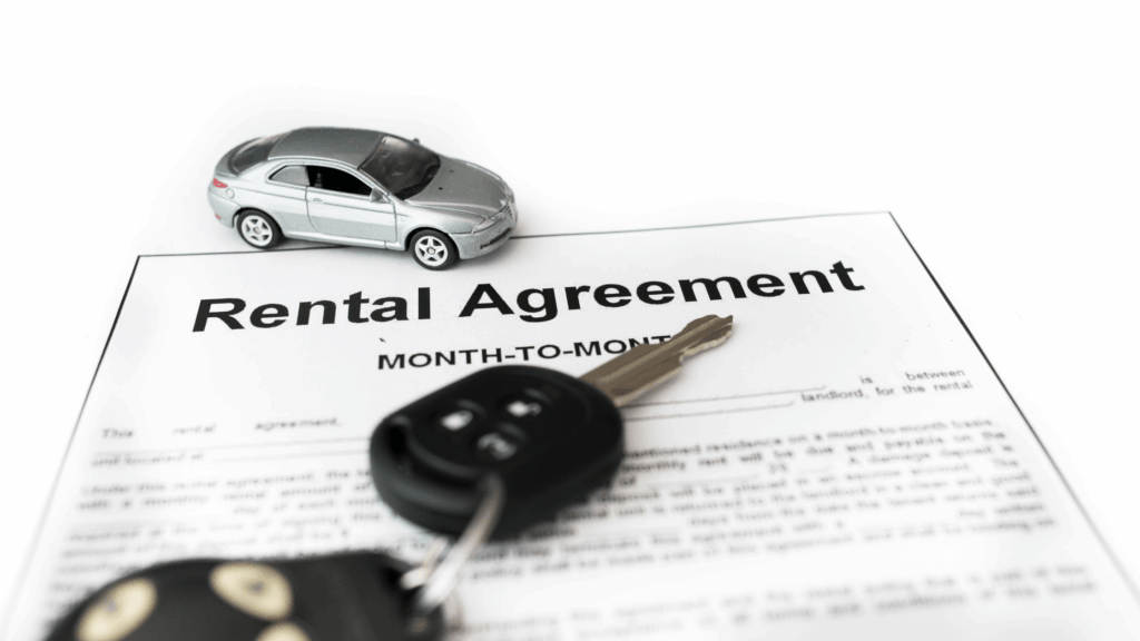Car leasing vs car financing in South Africa augmented through an image showing a rental agreement form.